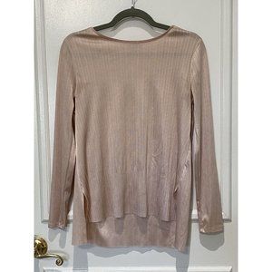 Zara Women’s Pink Ribbed High Low Long Sleeve Blouse Size Small